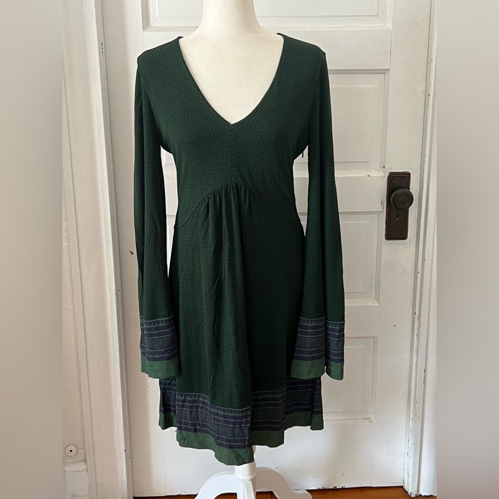 Michael Kors | Green & Blue Bell Sleeve Dress